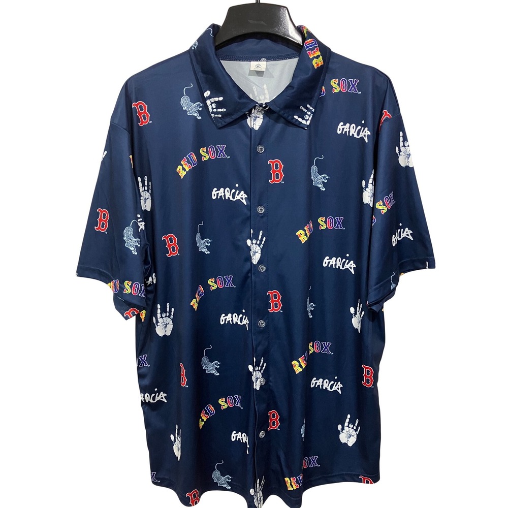 Boston Red Sox Button Up Shirt Novelty Print MLB Baseball XL Gerry Garcia‎